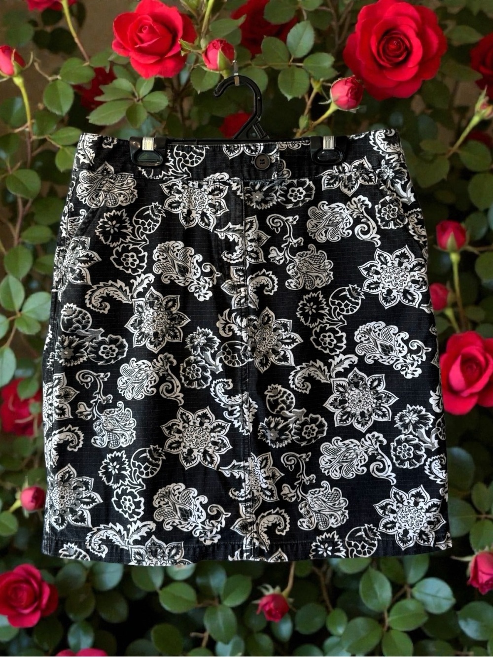 Cache Creek Black & White Floral Print Mini Skirt